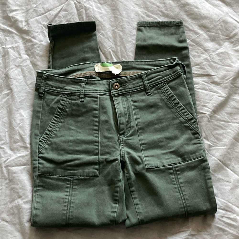 Anthropologie skinny olive green pants